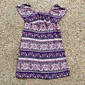 BeachLunchLounge Off the Shoulder Ruffle Floral Striped Summer Dress Size L